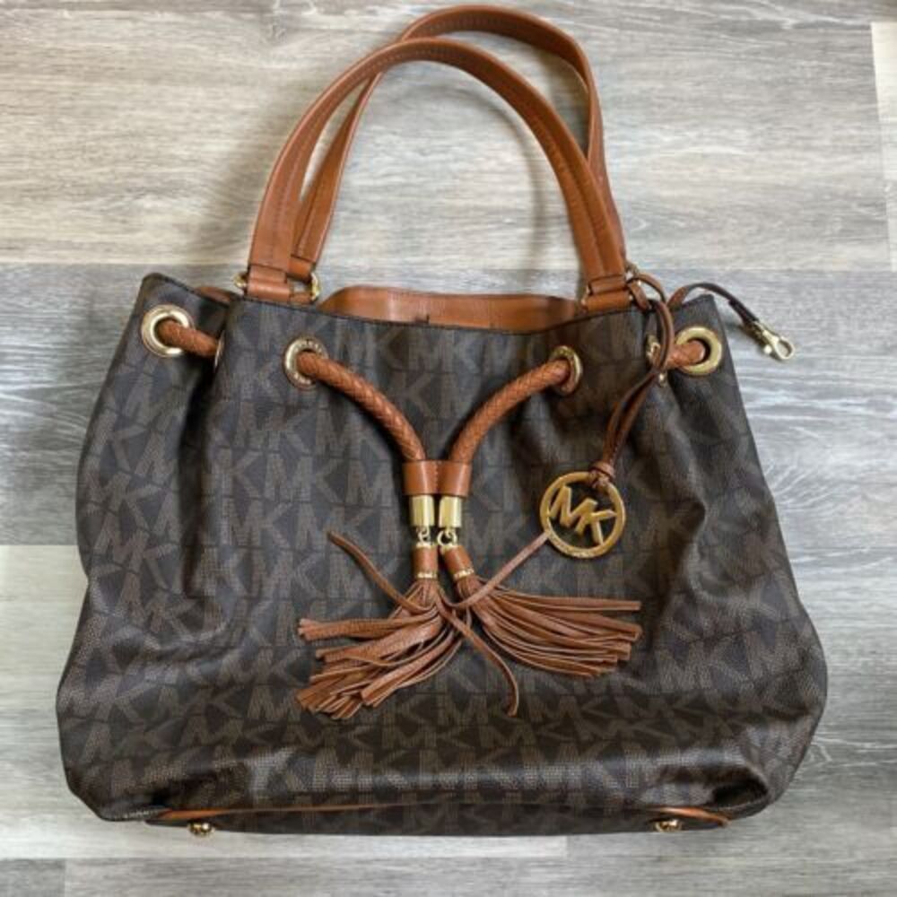 Michael Kors Brown handbags Purse Fringe Rope MK - Picture 4 of 14